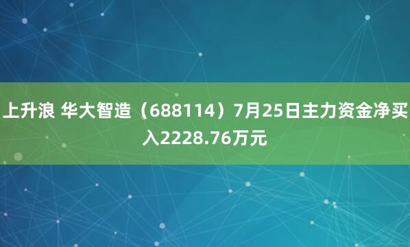 上升浪 华大智造（688114）7月25日主力资金净买入2228.76万元